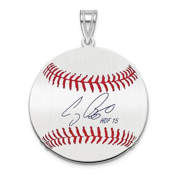 Sterling Silver Craig Biggio Signature MD Enamel Baseball Pendant